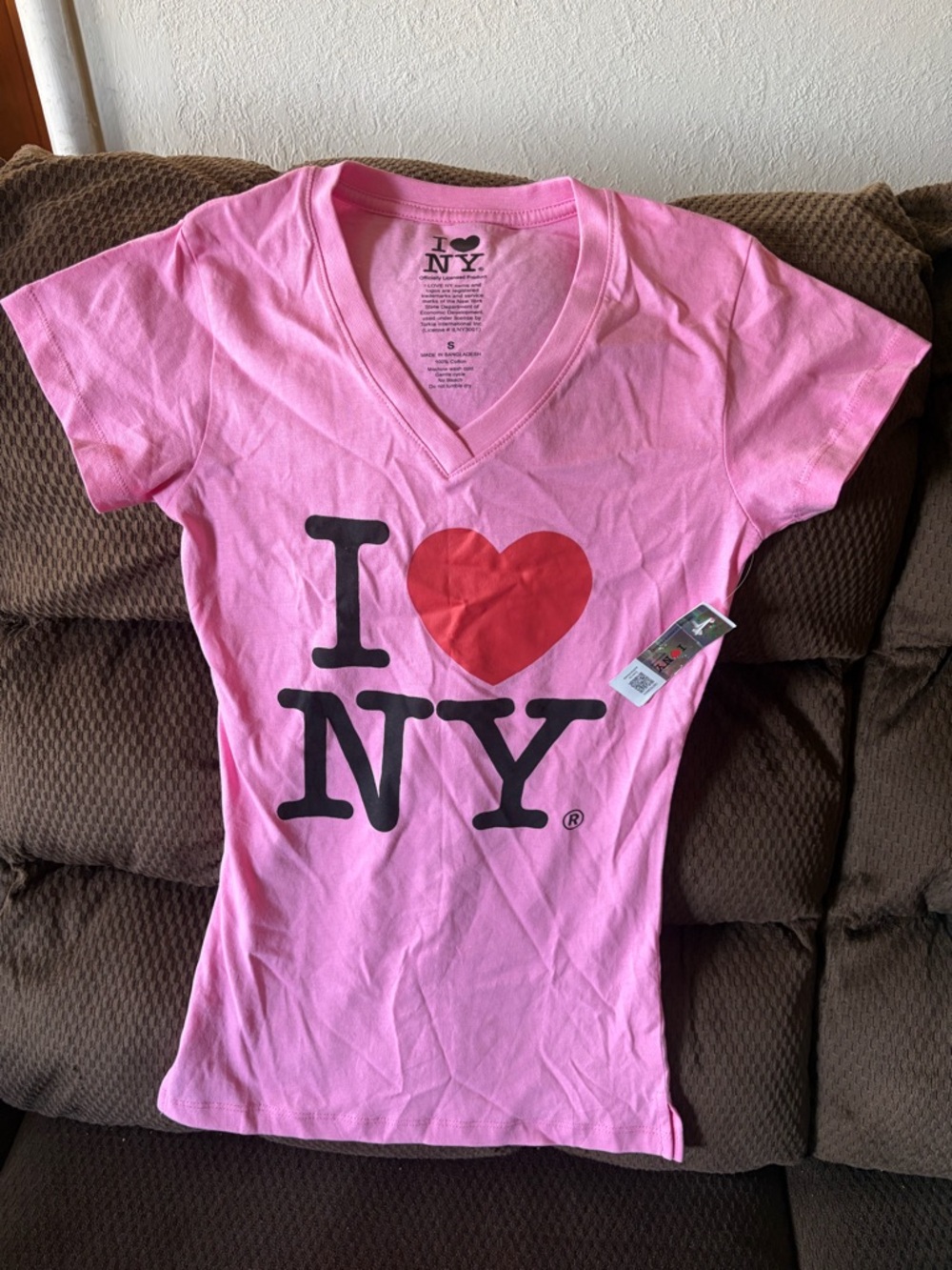 New York & Company Pink V-Neck 'I ♥ NY' Graphic Tee